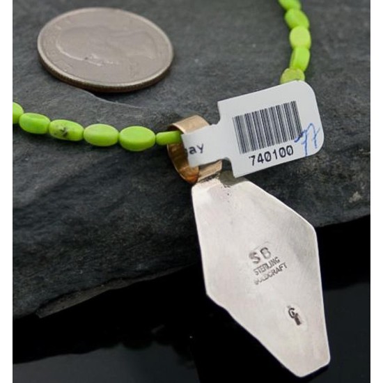 .925 Sterling Silver and 12kt Gold Filled Handmade Certified Authentic Navajo Turquoise Native American Necklace 370919170601 .925 Sterling Silver and 12kt Gold Filled Handmade Certified Authentic Navajo Turquoise Native American Necklace 370919170601