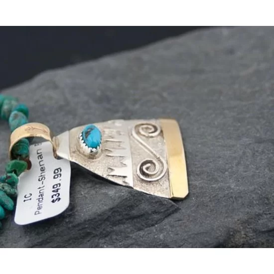 .925 Sterling Silver and 12kt Gold Filled Handmade Certified Authentic Navajo Turquoise Native American Necklace 370922071337 .925 Sterling Silver and 12kt Gold Filled Handmade Certified Authentic Navajo Turquoise Native American Necklace 370922071337