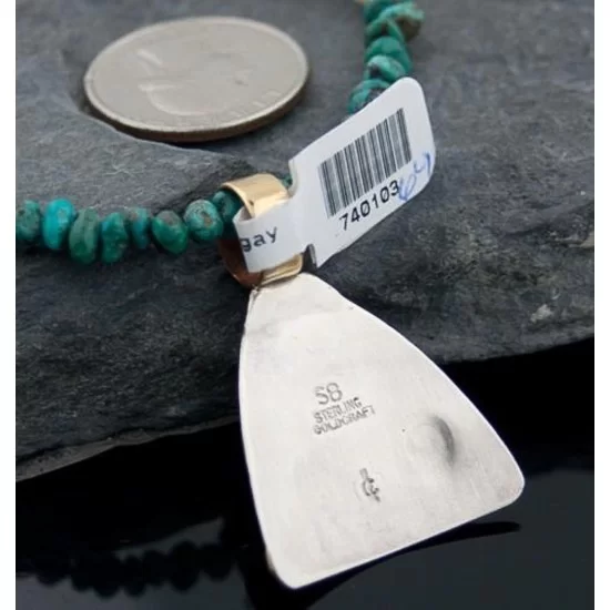 .925 Sterling Silver and 12kt Gold Filled Handmade Certified Authentic Navajo Turquoise Native American Necklace 370922071337 .925 Sterling Silver and 12kt Gold Filled Handmade Certified Authentic Navajo Turquoise Native American Necklace 370922071337