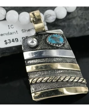 .925 Sterling Silver and 12kt Gold Filled Handmade Certified Authentic Navajo Turquoise Native American Necklace 370962205494