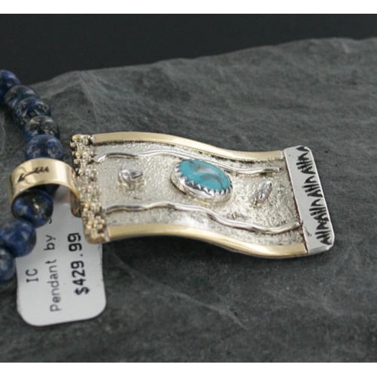 .925 Sterling Silver and 12kt Gold Filled Handmade Certified Authentic Navajo Turquoise Native American Necklace 370965564501 .925 Sterling Silver and 12kt Gold Filled Handmade Certified Authentic Navajo Turquoise Native American Necklace 370965564501