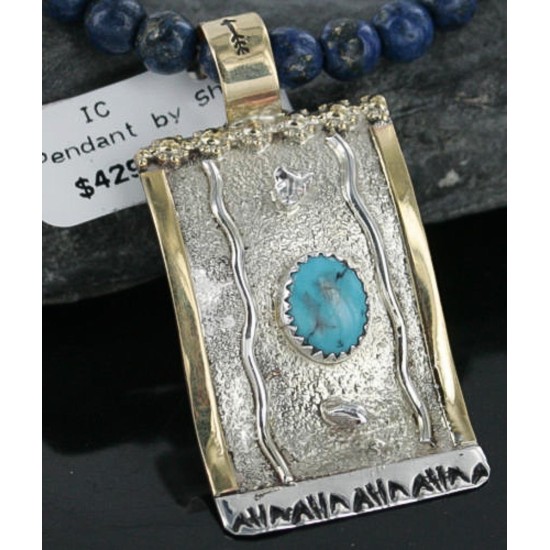 .925 Sterling Silver and 12kt Gold Filled Handmade Certified Authentic Navajo Turquoise Native American Necklace 370965564501 .925 Sterling Silver and 12kt Gold Filled Handmade Certified Authentic Navajo Turquoise Native American Necklace 370965564501