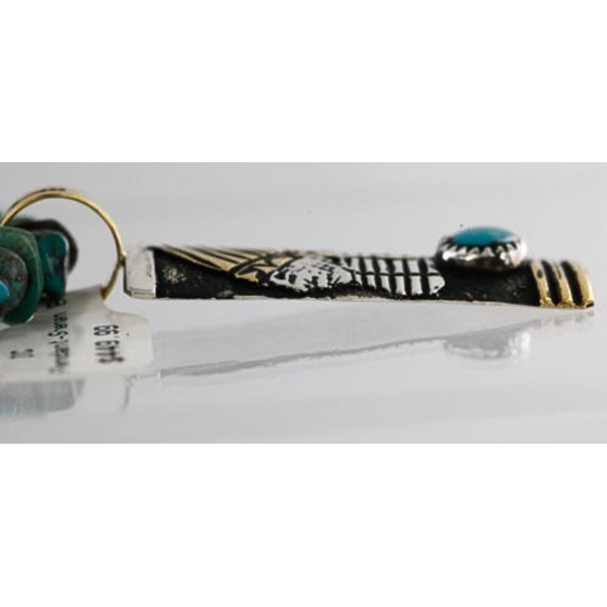 .925 Sterling Silver and 12kt Gold Filled HANDMADE Certified Authentic Navajo Turquoise Native American Necklace 371103153621 .925 Sterling Silver and 12kt Gold Filled HANDMADE Certified Authentic Navajo Turquoise Native American Necklace 371103153621