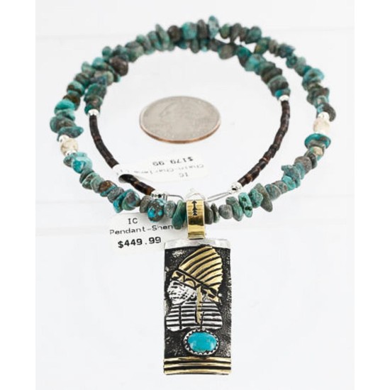 .925 Sterling Silver and 12kt Gold Filled HANDMADE Certified Authentic Navajo Turquoise Native American Necklace 371103153621 .925 Sterling Silver and 12kt Gold Filled HANDMADE Certified Authentic Navajo Turquoise Native American Necklace 371103153621