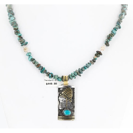 .925 Sterling Silver and 12kt Gold Filled HANDMADE Certified Authentic Navajo Turquoise Native American Necklace 371103153621 .925 Sterling Silver and 12kt Gold Filled HANDMADE Certified Authentic Navajo Turquoise Native American Necklace 371103153621