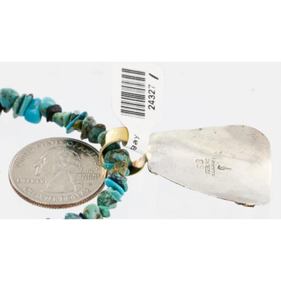 .925 Sterling Silver and 12kt Gold Filled HANDMADE Certified Authentic Navajo Turquoise Native American Necklace 371104842092 .925 Sterling Silver and 12kt Gold Filled HANDMADE Certified Authentic Navajo Turquoise Native American Necklace 371104842092