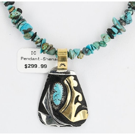 .925 Sterling Silver and 12kt Gold Filled HANDMADE Certified Authentic Navajo Turquoise Native American Necklace 371104842092 .925 Sterling Silver and 12kt Gold Filled HANDMADE Certified Authentic Navajo Turquoise Native American Necklace 371104842092