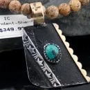 .925 Sterling Silver and 12kt Gold Filled Handmade Certified Authentic Navajo Turquoise Native American Necklace 390647377001