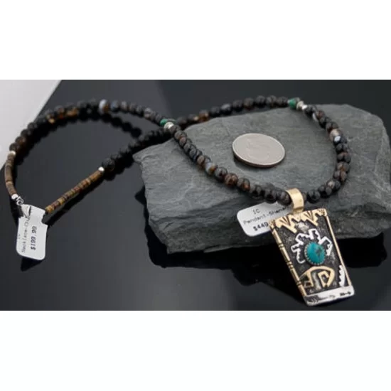 .925 Sterling Silver and 12kt Gold Filled Handmade Certified Authentic Navajo Turquoise Native American Necklace 390648471824 .925 Sterling Silver and 12kt Gold Filled Handmade Certified Authentic Navajo Turquoise Native American Necklace 390648471824