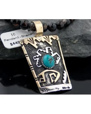 .925 Sterling Silver and 12kt Gold Filled Handmade Certified Authentic Navajo Turquoise Native American Necklace 390648471824