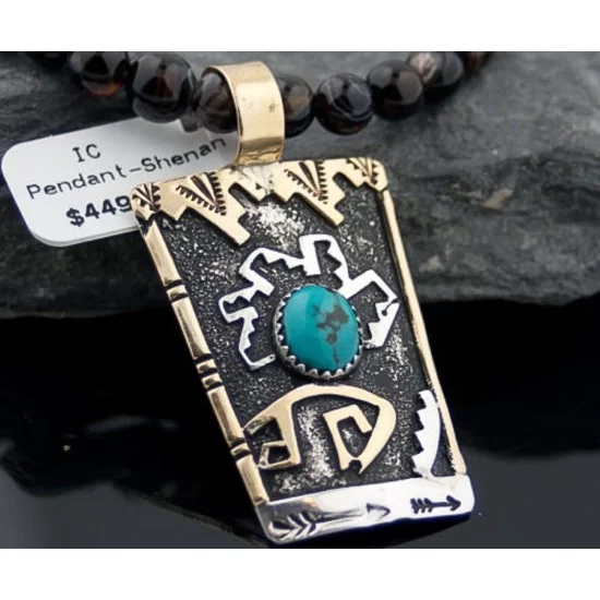 .925 Sterling Silver and 12kt Gold Filled Handmade Certified Authentic Navajo Turquoise Native American Necklace 390648471824 .925 Sterling Silver and 12kt Gold Filled Handmade Certified Authentic Navajo Turquoise Native American Necklace 390648471824