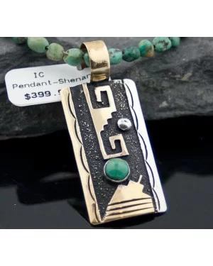 .925 Sterling Silver and 12kt Gold Filled Handmade Certified Authentic Navajo Turquoise Native American Necklace 390677714369