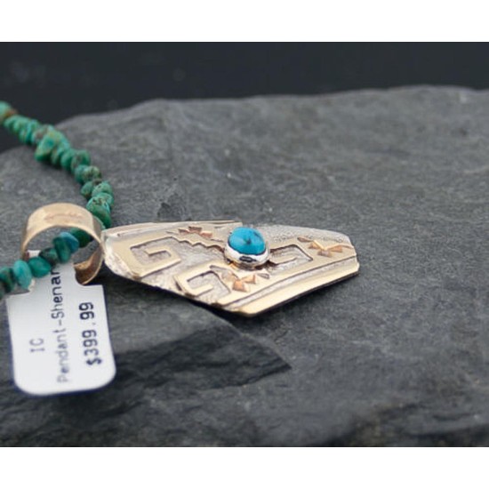 .925 Sterling Silver and 12kt Gold Filled Handmade Certified Authentic Navajo Turquoise Native American Necklace 390678104896 .925 Sterling Silver and 12kt Gold Filled Handmade Certified Authentic Navajo Turquoise Native American Necklace 390678104896