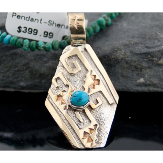 .925 Sterling Silver and 12kt Gold Filled Handmade Certified Authentic Navajo Turquoise Native American Necklace 390678104896 .925 Sterling Silver and 12kt Gold Filled Handmade Certified Authentic Navajo Turquoise Native American Necklace 390678104896