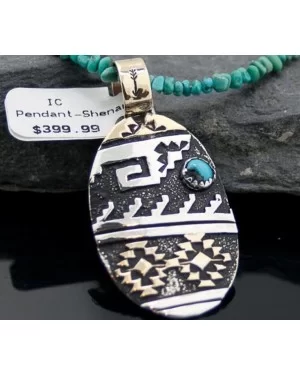 .925 Sterling Silver and 12kt Gold Filled Handmade Certified Authentic Navajo Turquoise Native American Necklace 390679817030