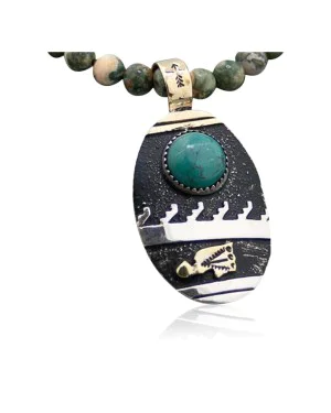 .925 Sterling Silver and 12kt Gold Filled Handmade Certified Authentic Navajo Turquoise Native American Necklace 390681892839