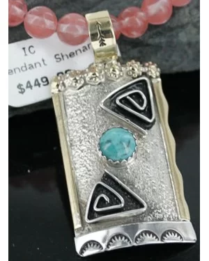 .925 Sterling Silver and 12kt Gold Filled Handmade Certified Authentic Navajo Turquoise Native American Necklace 390723146014