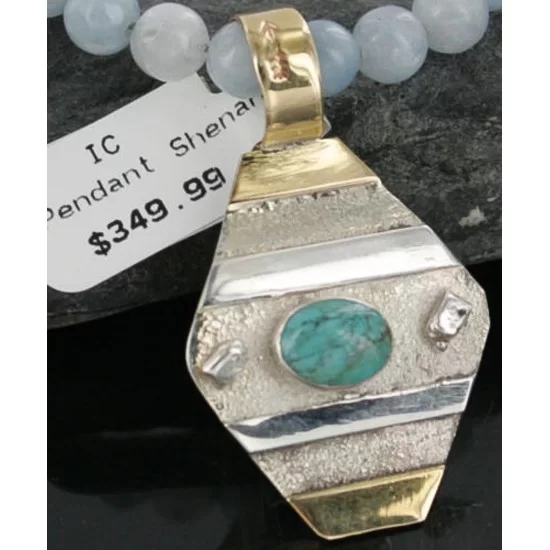 .925 Sterling Silver and 12kt Gold Filled Handmade Certified Authentic Navajo Turquoise Native American Necklace 390725419128 .925 Sterling Silver and 12kt Gold Filled Handmade Certified Authentic Navajo Turquoise Native American Necklace 390725419128