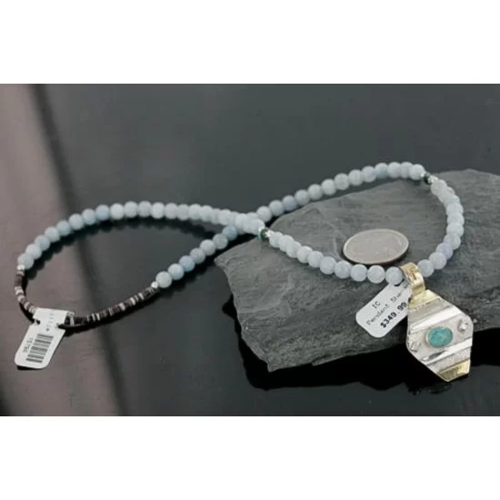 .925 Sterling Silver and 12kt Gold Filled Handmade Certified Authentic Navajo Turquoise Native American Necklace 390725419128 .925 Sterling Silver and 12kt Gold Filled Handmade Certified Authentic Navajo Turquoise Native American Necklace 390725419128