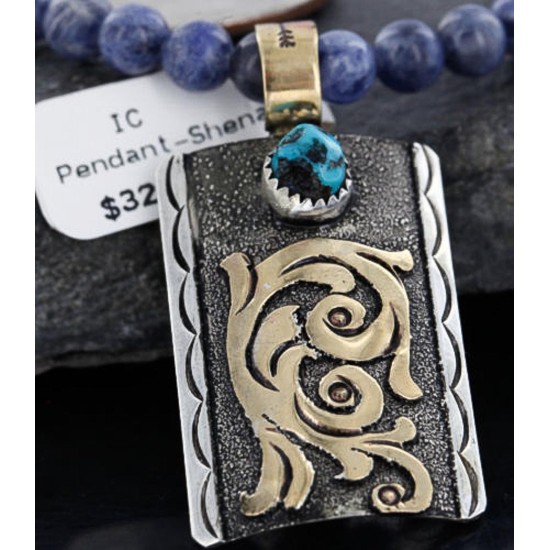 .925 Sterling Silver and 12kt Gold Filled Handmade Certified Authentic Navajo Turquoise Native American Necklace 390743291757 .925 Sterling Silver and 12kt Gold Filled Handmade Certified Authentic Navajo Turquoise Native American Necklace 390743291757