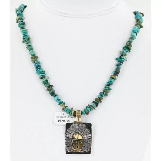 .925 Sterling Silver and 12kt Gold Filled Handmade Certified Authentic Navajo Turquoise Native American Necklace 390840188089