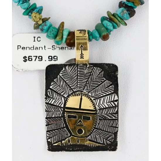 .925 Sterling Silver and 12kt Gold Filled Handmade Certified Authentic Navajo Turquoise Native American Necklace 390840188089