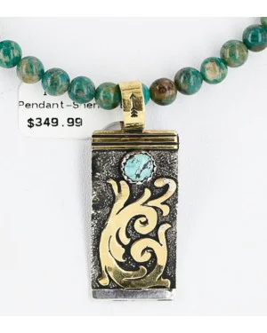.925 Sterling Silver and 12kt Gold Filled HANDMADE Certified Authentic Navajo Turquoise Native American Necklace 390886656434