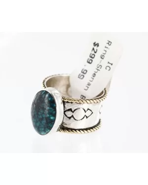 .925 Sterling Silver and 12kt Gold Filled Handmade Certified Authentic Navajo Turquoise Native American Ring  371006961937