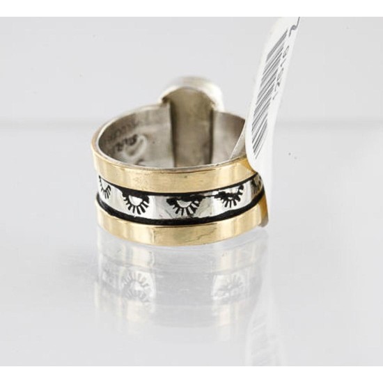 .925 Sterling Silver and 12kt Gold Filled Handmade Certified Authentic Navajo Turquoise Native American Ring 371008900708 .925 Sterling Silver and 12kt Gold Filled Handmade Certified Authentic Navajo Turquoise Native American Ring 371008900708