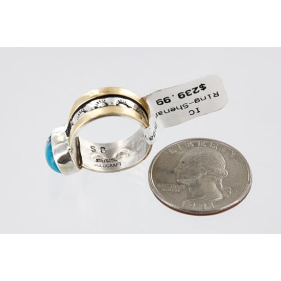 .925 Sterling Silver and 12kt Gold Filled Handmade Certified Authentic Navajo Turquoise Native American Ring 371008900708 .925 Sterling Silver and 12kt Gold Filled Handmade Certified Authentic Navajo Turquoise Native American Ring 371008900708