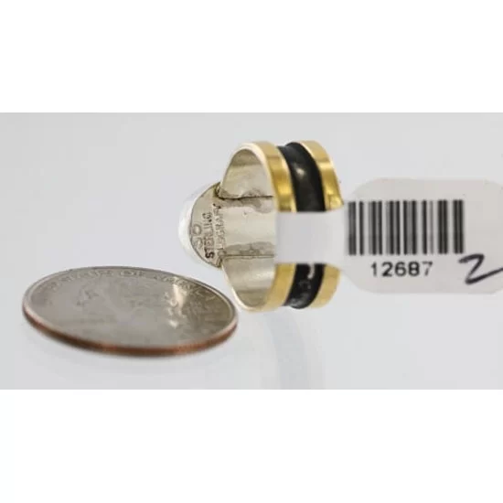 .925 Sterling Silver and 12kt Gold Filled HANDMADE Certified Authentic Navajo Turquoise Native American Ring  371104938823