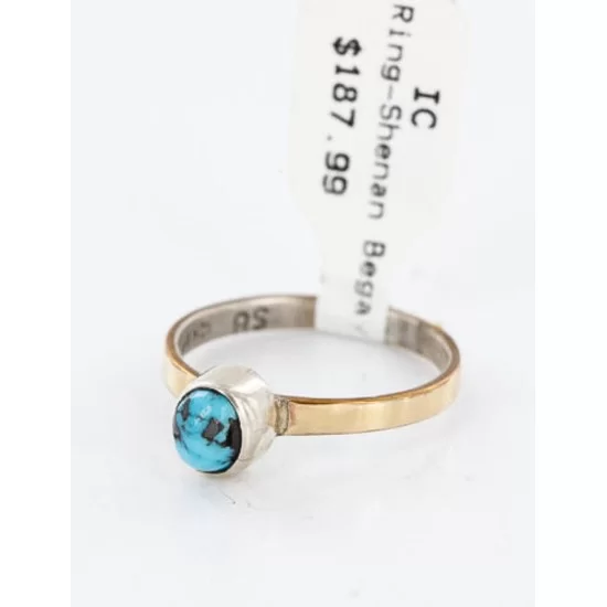 .925 Sterling Silver and 12kt Gold Filled Handmade Certified Authentic Navajo Turquoise Native American Ring 390792701024 .925 Sterling Silver and 12kt Gold Filled Handmade Certified Authentic Navajo Turquoise Native American Ring 390792701024