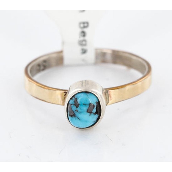 .925 Sterling Silver and 12kt Gold Filled Handmade Certified Authentic Navajo Turquoise Native American Ring  390792701024
