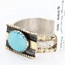 .925 Sterling Silver and 12kt Gold Filled Handmade Certified Authentic Navajo Turquoise Native American Ring  390795520320