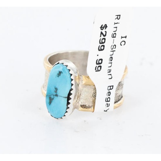.925 Sterling Silver and 12kt Gold Filled Handmade Certified Authentic Navajo Turquoise Native American Ring 390816426919 .925 Sterling Silver and 12kt Gold Filled Handmade Certified Authentic Navajo Turquoise Native American Ring 390816426919