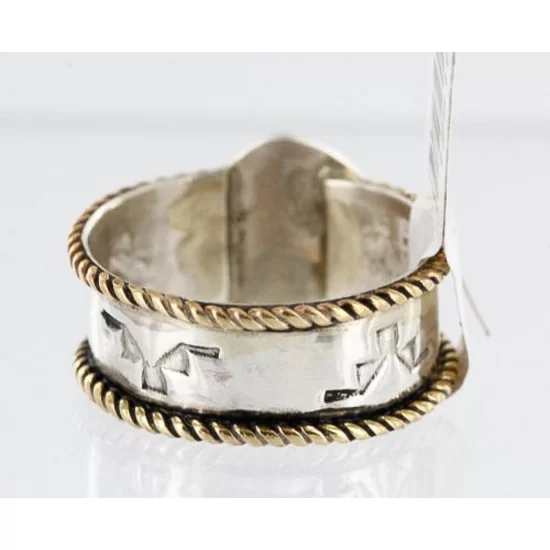 .925 Sterling Silver and 12kt Gold Filled Handmade Certified Authentic Navajo Turquoise Native American Ring 390959558800 .925 Sterling Silver and 12kt Gold Filled Handmade Certified Authentic Navajo Turquoise Native American Ring 390959558800