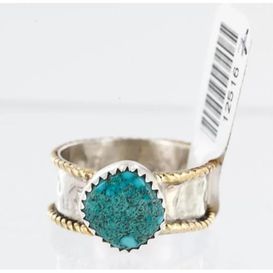 .925 Sterling Silver and 12kt Gold Filled Handmade Certified Authentic Navajo Turquoise Native American Ring 390959558800 .925 Sterling Silver and 12kt Gold Filled Handmade Certified Authentic Navajo Turquoise Native American Ring 390959558800