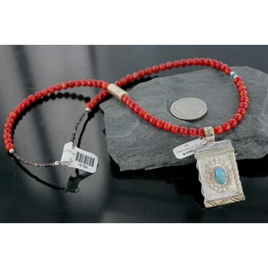 .925 Sterling Silver and 12kt Gold Filled Handmade Certified Authentic NavajoONE Mountain Turquoise Native American Necklace 370965412069 .925 Sterling Silver and 12kt Gold Filled Handmade Certified Authentic NavajoONE Mountain Turquoise Native American Necklace 370965412069