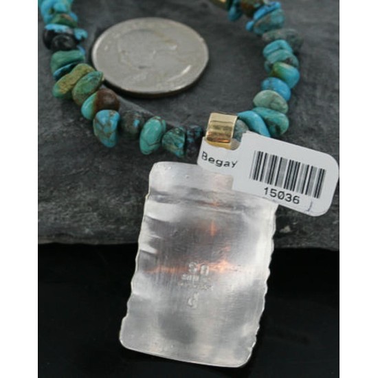 .925 Sterling Silver and 12kt Gold Filled Handmade Certified Authentic NavajoONE Mountain Turquoise Native American Necklace 390726392558 .925 Sterling Silver and 12kt Gold Filled Handmade Certified Authentic NavajoONE Mountain Turquoise Native American Necklace 390726392558