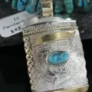 .925 Sterling Silver and 12kt Gold Filled Handmade Certified Authentic NavajoONE Mountain Turquoise Native American Necklace 390726392558