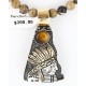 .925 Sterling Silver and 12kt Gold Filled Handmade Chief Head Certified Authentic Navajo Tigers Eye Native American Necklace 390824567655