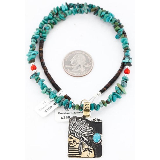 .925 Sterling Silver and 12kt Gold Filled Handmade Chief HEAD Certified Authentic Navajo Turquoise Native American Necklace 371044617005 .925 Sterling Silver and 12kt Gold Filled Handmade Chief HEAD Certified Authentic Navajo Turquoise Native American Necklace 371044617005
