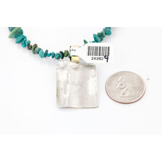 .925 Sterling Silver and 12kt Gold Filled Handmade Chief HEAD Certified Authentic Navajo Turquoise Native American Necklace 371044617005 .925 Sterling Silver and 12kt Gold Filled Handmade Chief HEAD Certified Authentic Navajo Turquoise Native American Necklace 371044617005