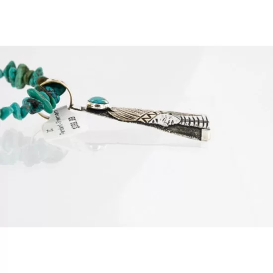 .925 Sterling Silver and 12kt Gold Filled Handmade Chief Head Certified Authentic Navajo Turquoise Native American Necklace 390820016316 .925 Sterling Silver and 12kt Gold Filled Handmade Chief Head Certified Authentic Navajo Turquoise Native American Necklace 390820016316