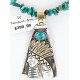.925 Sterling Silver and 12kt Gold Filled Handmade Chief Head Certified Authentic Navajo Turquoise Native American Necklace 390820016316