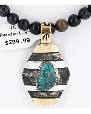 .925 Sterling Silver and 12kt Gold Filled Handmade CIRCLE Certified Authentic Navajo Turquoise Native American Necklace 371044069903