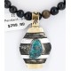 .925 Sterling Silver and 12kt Gold Filled Handmade CIRCLE Certified Authentic Navajo Turquoise Native American Necklace 371044069903