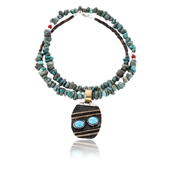 .925 Sterling Silver and 12kt Gold Filled Handmade CIRCLE Certified Authentic Navajo Turquoise Native American Necklace 390823924450 .925 Sterling Silver and 12kt Gold Filled Handmade CIRCLE Certified Authentic Navajo Turquoise Native American Necklace 390823924450
