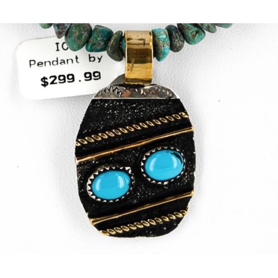 .925 Sterling Silver and 12kt Gold Filled Handmade CIRCLE Certified Authentic Navajo Turquoise Native American Necklace 390823924450 .925 Sterling Silver and 12kt Gold Filled Handmade CIRCLE Certified Authentic Navajo Turquoise Native American Necklace 390823924450