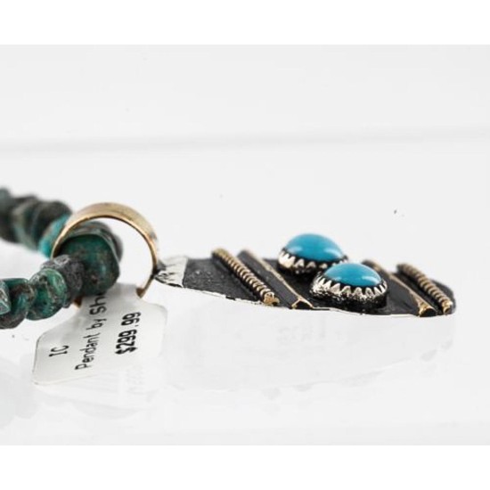 .925 Sterling Silver and 12kt Gold Filled Handmade CIRCLE Certified Authentic Navajo Turquoise Native American Necklace 390823924450 .925 Sterling Silver and 12kt Gold Filled Handmade CIRCLE Certified Authentic Navajo Turquoise Native American Necklace 390823924450